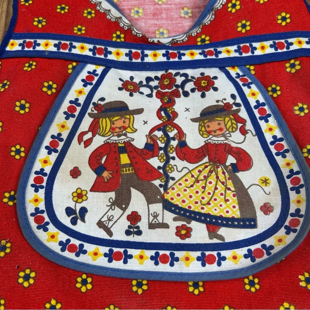 Vintage Clothespin Bag Red Floral Dress Apron Made in Austria